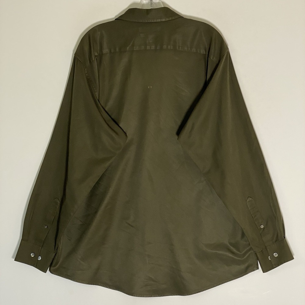 Murano Shirt Mens XL Green Easy Care Long Sleeve Dressy Business Nice Olive - Picture 13 of 16